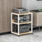 MegLob Rolling AV Media Stand, Mobile Media Console with 4 Wheels, Gaming Entertainment Center Rack with Storage Shelves, Stereo Audio Cabinet for Record Player/Game Console,Oak Color 50.3*40*70cm