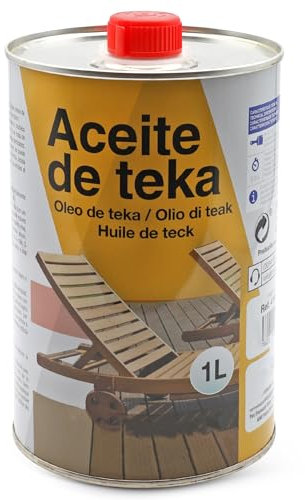 PLAYZOCO Aceite para Teca, Aceite para Teka, Protección y restauración de la madera Teca, Transparente incoloro, Contiene 1000 ml