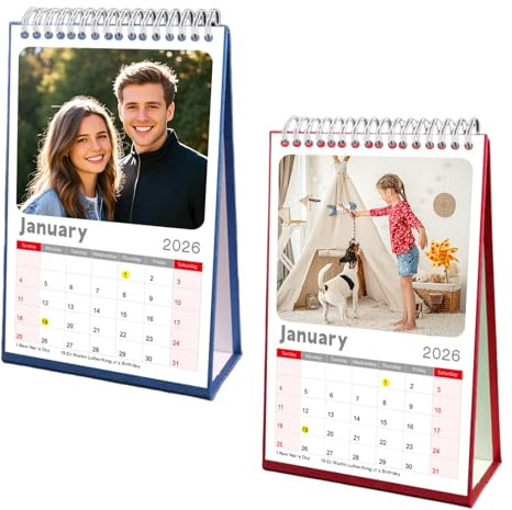 Personalisierter Tischkalender 2026,Kalender Selbst Gestalten Mit 12Pc Photo,Interessant Kalender Weihnachts- Und Geburtstagsgeschenke Für Kollegen, Freunde, Partner Und Familienmitglieder (Blue)