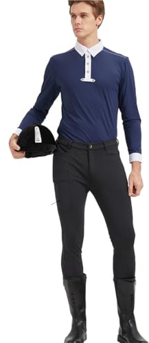 HNULGVI Pantalones De Montar Pantalones ecuestres Profesionales for Hombre, de Silicona, elásticos y de Secado rápido.(Black,L)