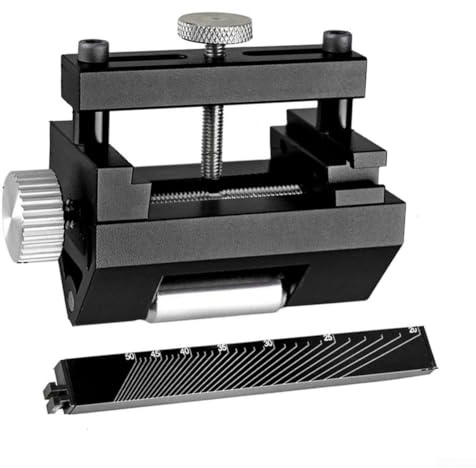 Honing Guide Sharpening Jig for Chisel and Plane Blades, Adjustable Fixed Angle, Wide Roller, Fits 0–2.55 in, Aluminium Alloy(Black)
