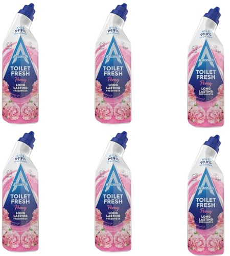 Astonish Toilet Gel Pink Peony 750ml X6– Powerful Toilet Bowl Cleaner, Removes Limescale & Stains, Long-Lasting Fresh Floral Scent, Deep Cleaning Toilet Gel for Hygiene & Shine, Eco-Friendly Formula