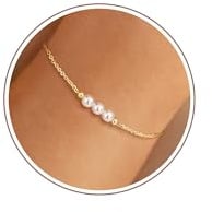 Tewiky Perlenarmband für Damen, 14K Vergoldetes Feines Glieder Armbänder | Zartes Perlen-Gliederarmband, Schlanke Bauweise, Eleganter Alltagsschmuck, Geschenkidee für Frauen, Mütter & Freundinnen