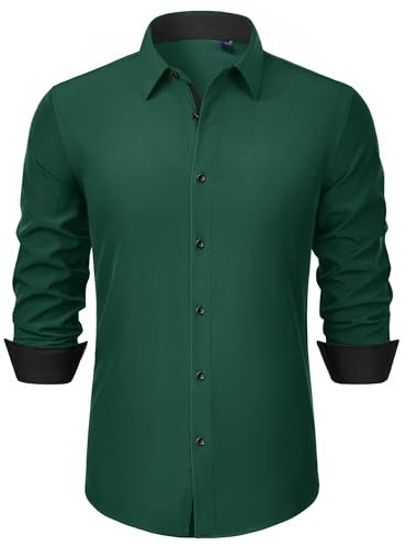 J.VER Hemd Herren Langarm Business Casual Hemden Bügelfrei Stretchhemd | Für Büro Gala Club Hochzeit Urlaub, Elegant Formal Schick Legere Männerhemd, Knitterfreies, Atmungsaktive, Bequem, Soft