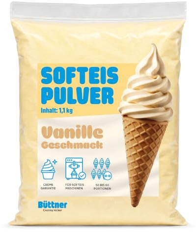 Büttner Softeispulver Vanille Geschmack 1,1 kg für alle Softeismaschinen