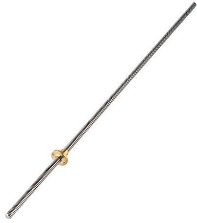 VBESTLIFE T8 8mm Edelstahl Gewindestange, Schaft mit Mutter Messing Einschraubstange für 3D-Drucker.(500mm)