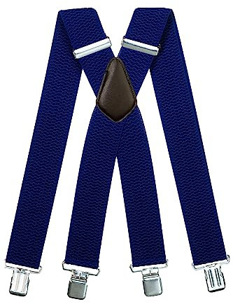 Olata Bretelles Extra Larges pour Hommes – 5 cm de Large, Robustes et Réglables avec Clips Solides, Idéales pour le Travail et les Tenues Habillées. Bleu Royal (Clips D'Argent)