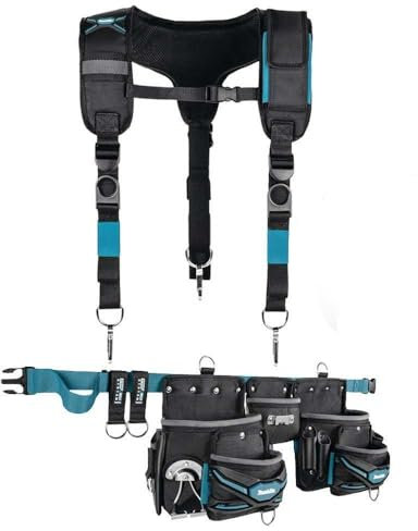 Makita Super Heavyweight Duty Tool Belt and Set - Pouch, Phone, Holster + Braces