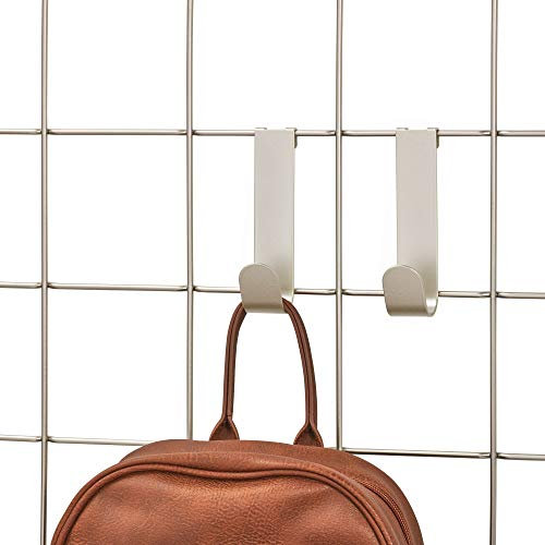 iDesign Wandhaken für modulares System, kleine Metallhaken für Organizer in Büro, Küche und Bad, 2er-Set Wandgitter-Haken für Jacken, Tasche, Schals und Schmuck, mattsilberfarben