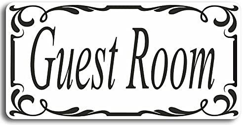 WaterShed Designs Guest Room Door Sign Self Adhesive Vinyl Sticker, Decal, White, 20 x 10 cm