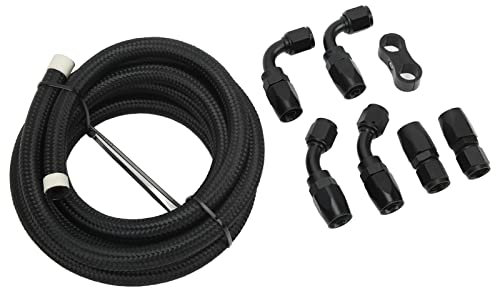 KIMISS Kraftstoffschlauch-Kit, 3 Meter Schwenkbarer Kraftstoffschlauch-Anschluss-Adapter-Kit AN6 Schlauchanschluss-Adapter Aluminium-Nylon für Kühlmittel -Hydrauliköl
