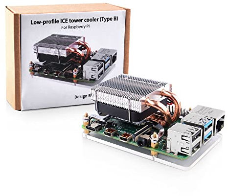 GeeekPi Raspberry Pi 4 Ventilador Raspberry Pi Low Profile CPU Enfriador con Ventilador de 40x40x10 mm y disipador de Calor Raspberry Pi,Compatible con Raspberry Pi 4 Modelo B & Pi 3B+/Pi 3B (Tipo B)
