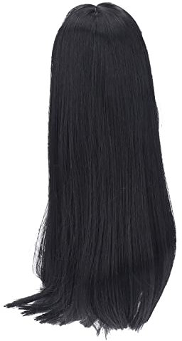 Zerodis 1/3 BJD SD-Puppenhaarperücke, 21–24 cm, natürliche, weiche Hochtemperaturseide, langes, glattes Mohair-Puppenhaar mit Pony zum Anziehen von 1/3 BJD-Puppenperücke, DIY Schwarz