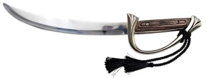 Sciabola champagne con manico in legno e cordino in raso, confezione regalo in legno Dimensioni: 46,5 cm.