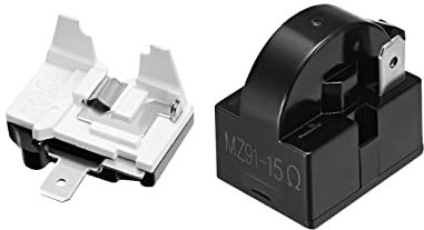 sourcing map 1 Pack Start Relay Black 1 Pin and 2 Pack Overload Protector 1/2HP for Refrigerator Compressor