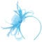 minkissy Fascinators Hat Headband Mesh Bow Feather Hair Clip Headpieces for Women Wedding Tea Party Blue