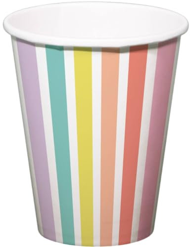 Folat 61922 Party Vaisselle Gobelets en Papier 6 pièces Rayures Pastel - Anniversaire Dîner, Enfants Party, Fête, Mariages, Baby Shower, Pastell