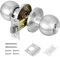 Faankiton Bouton de Porte avec Serrure, Ronde Bouton Serrure Verrouillage Porte, Poignée de Porte Ronde, Bouton de Porte à Boule, Boutons de Porte D'entrée (Confidentialité, sans Clé, Argent)