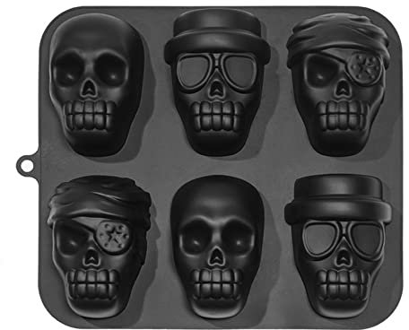Joyeee Moule en silicone en forme de tête de mort, moules à bonbons au chocolat pour crayon, gelée, fondant, résine, biscuit