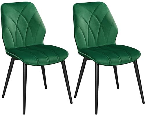 Yaheetech Esszimmerstühle 2er Set Küchenstühle gepolstert Metallbeine bis 136 KG Belastbar Polsterstuhl für Küche/Esszimmer/Schlafzimmer/Restaurant Grün/Polyester
