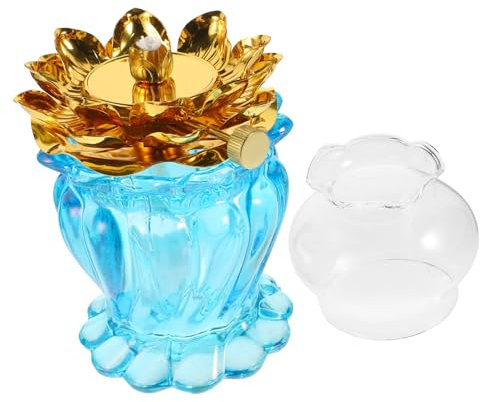 Zerodeko Einstellbare Docht Glas Lotus Kerosin Buddhistischen Altar Lampe Leichte Kompakte
