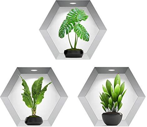 Wandtattoo Pflanze,3D Vasen Wandaufkleber,Vases Wall Stickers For Living Room,3D Vasen Wandaufkleberm,Geeignet Für Wohnzimmer,Schlafzimmer, Bad, Küche Und Andere Bereiche (B)