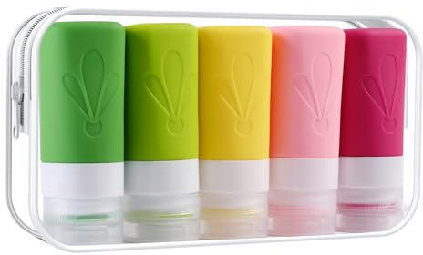 INSFIT Travel Bottles for Toiletries, CAA Approved 2oz Travel Size Containers, BPA Free Leak Proof Squeezable Silicone Tubes for Shampoo Conditioner Lotion Soap with Labels