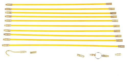 NDNCZDHC 10 Stück Fiberglas-Draht-Lauf-Kit, 4mm Durchmesser, Elektrisches Fisch-Band Drahtengezieher-Glasfaser-Stangen Mit Gewinde-Messing-Steck Verbindern