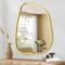 HLFMVWE Asymmetrical Accent Mirror for Wall Irregular Oval Wood Frame Modern Unique Wall Mirror Decorative Vanity Bathroom Living Room Bedroom Entryway Hallway 50 x 40CM