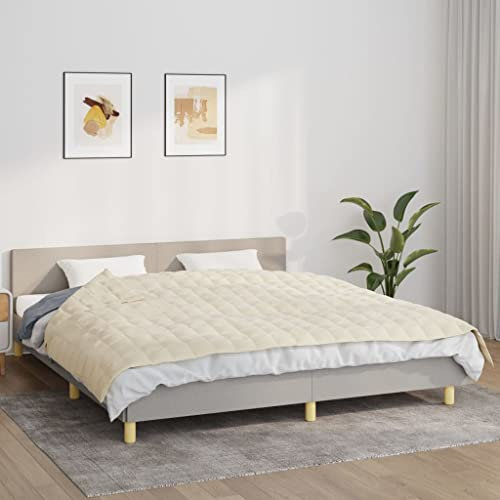 Brokky Gewichtsdecke Hellcreme 155x220 cm 7 kg Stoff Classic Gewichtsdecke Anti Stress Therapiedecke,Schwere Decke für tiefen Schlaf und bessere Erholung