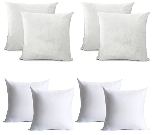 Oxford Homeware White Cushion Covers 45cm x 45cm (Pack of 4) Cushions with Covers Included – Decorative Velvet Cushions for Living Room Sofa Bedroom with Invisible Zipper, 18 x 18 Inches