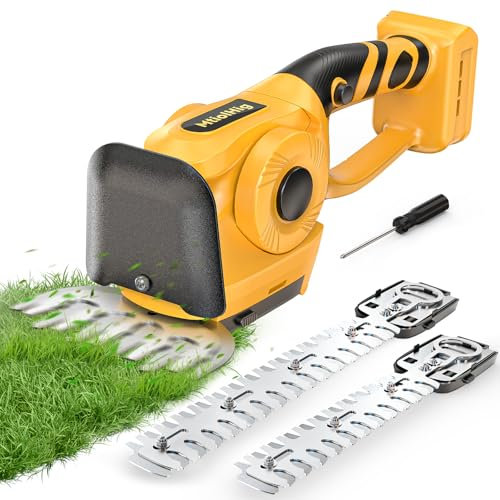MtiolHig 11-inch Cordless Hedge Trimmer Compatible with DeWalt 20V Battery, 3-in-1 Handheld Electric Grass Shear & Shrub Trimmer with 3 Replacement Blades, Lightweight Bush Trimmer for Yard & Lawn