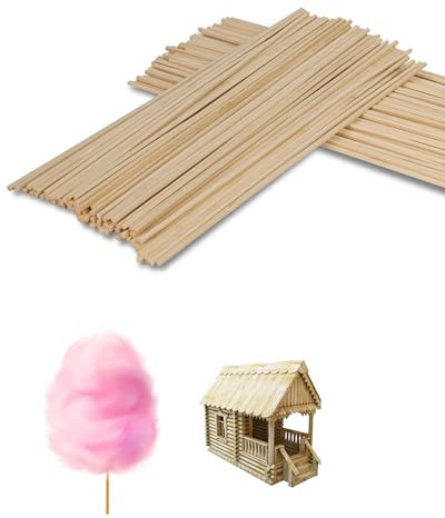 200 Stück Zuckerwatte Stäbe Vierkant 30cm x 3 x 3 mm Zuckerwattestäbe Eckig Stäbchen Bambusstäbe für Zuckerwattemaschine Natürliches Bambus Holz für Holzarbeiten, Kunstprojekte & DIY