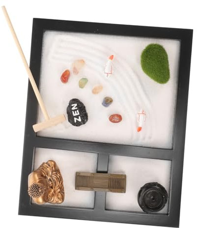 DIKACA Zen Garden Kit Small Buddha Statue Desktop Zen Garden Tool Outdoor Decorative Ornaments