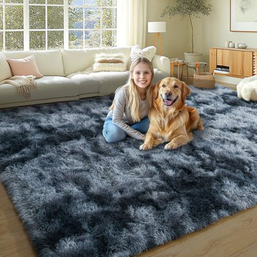KING DARE Teppiche für Wohnzimmer, weicher Plüsch, flauschig, flauschig, flauschig, flauschig, flauschig, großer Teppich, rutschfest, waschbar, moderner großer Bodenteppich für Schlafzimmer