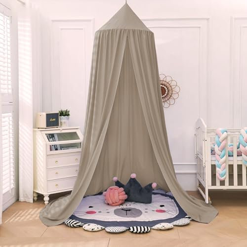 Aolso Betthimmel Babybett, 245 x 270 cm, Baumwolle, Romantisch, Beige, Grün, Ziegelrot