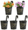 BOOMTOP 5 Stück Metall Blumentopf Hängend Schwarz Blumentöfpe Klein mit Abnehmbar Haken Hängetöpfe für Pflanzen Blumen Hängetopf zum Aufhängen für Balkon Garten Wand Terrasse Innen Außen 10x10x7,5cm