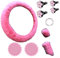 Set di 10 coprivolanti pelosi con portabicchieri coordinati, per veicoli da donna (rosa)