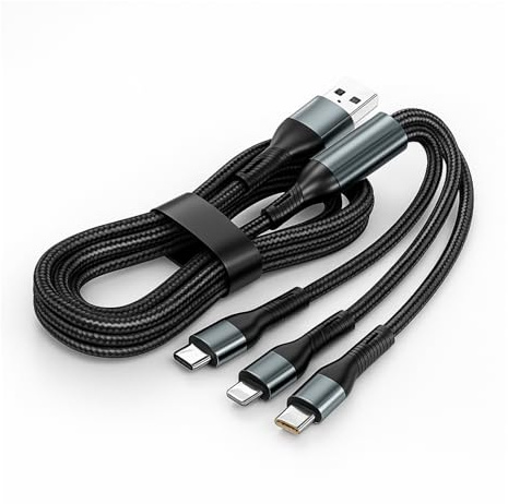 AYHYHLJZJ 120 W Câble multi chargeur USB-C 3 en 1 (2 m) – Câble USB 3 en 1 charge rapide PD, câble multi USB-C à embouts multiples, compatible avec iPhone et Galaxy (PD)
