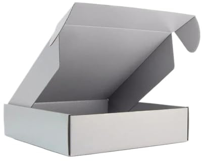 Korrugerad kartong Korrugerad vikbar kartonglåda | 3-lagers kartongfodral för kosmetisk present för kläder (grå, 20 x 20 x 6 cm)