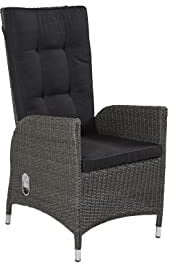 La Casa di Caesar 2er Set Positionsstuhl Barcelona Grau-Mix Geflecht Gartenstuhl Polyrattan Polyethylen