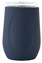 Vinglacé Stainless Steel Stemless Wine Glass- Insulated Wine Tumbler with Glass Insert and Sip Lid, 10 oz, Navy