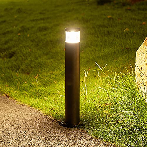 MOLOURK LED Außen Garten Stehleuchte, Außen IP65 Pollerleuchten, Außen Anthrazit Weg-Beleuchtung, Gartenlampe, Außenleuchte für Gärten, Innenhöfe, Terrassen, 3000K, Aluminium (80CM)