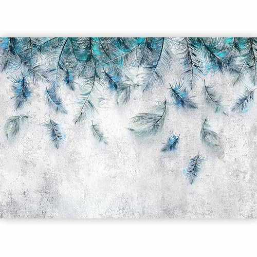 murando - Papier peint panoramique artistique 400x280 cm - Revêtement mural décoration pour chambre salon cuisine - Design unique et moderne - Gris bleu - Texture de fond de plumes f-C-0489-a-a