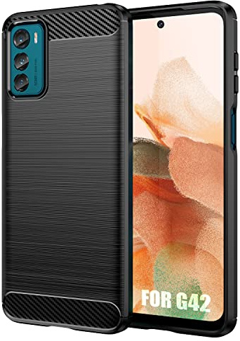SCL Hülle für Moto G42 Handyhülle Motorola G42 Hülle, [Schwarz] Exquisite Serie-Carbon Design Schutzhülle mit Anti-Kratzer und Anti-Stoß Absorbtion Technologie, Geeignet für Stylus