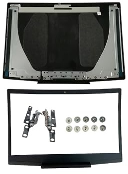 RGBBYTE Blue Logo LCD Back Cover & Front Bezel& Hinges Set G3 15 3590 for Dell G3 15 3500 Gaming Laptop 747KP 0747KP Black LCD Top Case Rear Lid + Hinges & Bezel & 10Pcs Screws