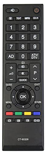 VINABTY CT-90326 Ersetzte Fernbedienung Kompatibel mit Toshiba Smart TV 26AV607PG 42HL800A 32AV635D 42AV623D 42AV635D 42AV633D 42AV625D 32AV607PG 32AV607PR 32AV605PR 19AV613D