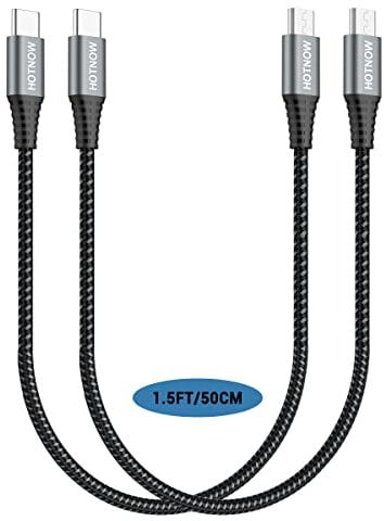 HOTNOW câble USB C à Micro USB 0,5m lot de 2, USB type C à Micro USB charge rapide et synchronisation des données