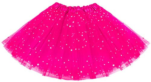 KEREDA Kinder Mädchen Tüllrock Pailletten Tütü Röcke Glitzer Bunt Ballettrock 2-7 Jahre,Rosarot