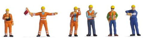 NOCH Rangierer, handbemalte Figuren aus Kunststoff, perfekt für Spurweite TT zum Ausgestalten von Bahnhofsszenen